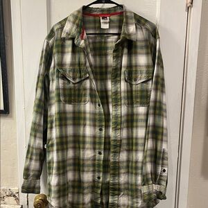 The North Face lightweight green flannel